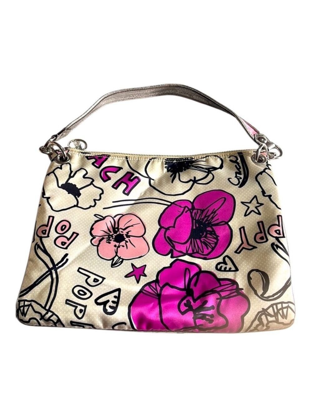 Coach Poppy Floral Pop Art Print Satchel Bag - Picture 4 of 10